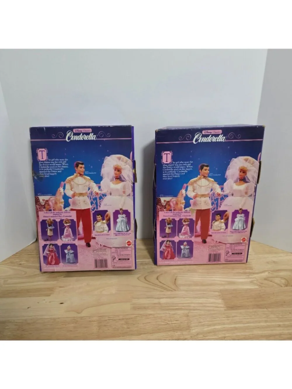 Vintage 1991 Disney Cinderella & Prince Charming Barbie Dolls Mattel Lot